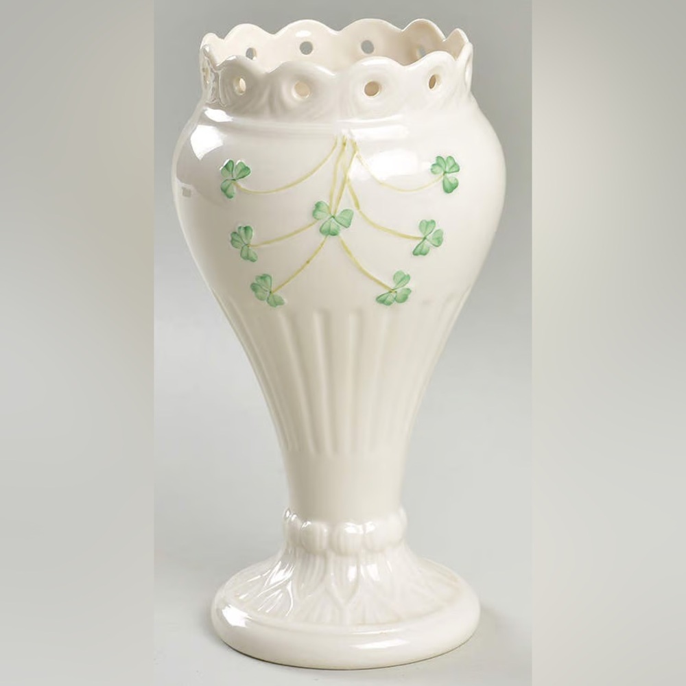 7" Pierced Shamrock Vase 
by BELLEEK POTTERY (IRELAND)